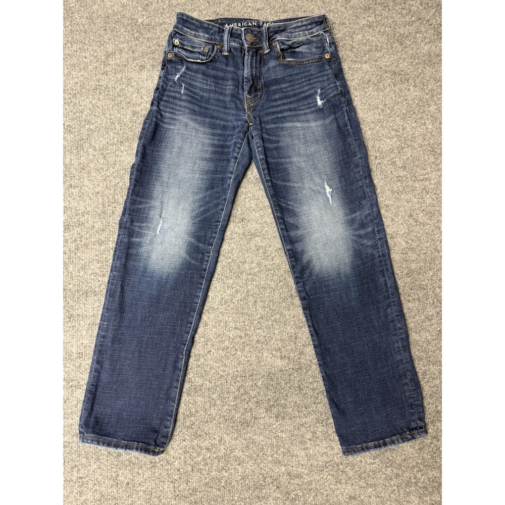 American Eagle Airflex + Slim Straight Jeans Mens Distressed Stretch 26 x 28
